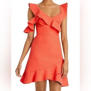 BCBG MAX AZRIA MALIK RUFFLED OFF THE SHOULDER MINI DRESS Sz 4 NWT